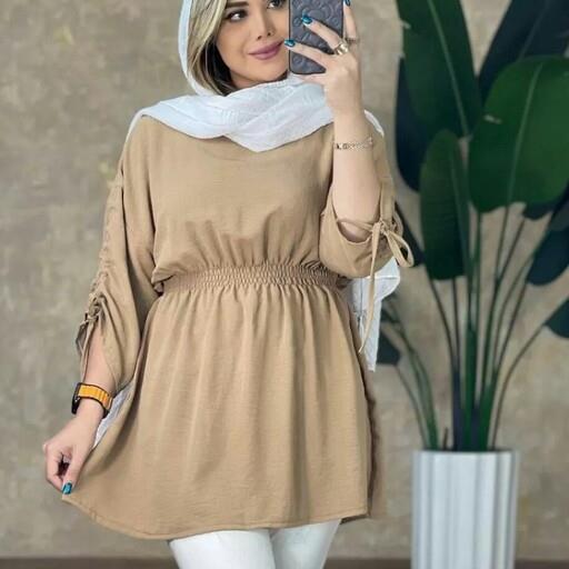 تونیک تابستانه جنس ابر بادی فری سایز  در رنگ بندی خوشرنگ ، کار مزون دوزی